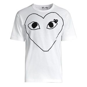 Comme des Garçons PLAY White T-Shirt with Black Heart Eyes Graphic